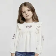 YAMP - Blusa para Niña Manga corta de Algodón