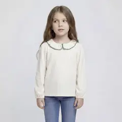 BARBIE - Camiseta para Niña Con cuello Manga larga de Algodón Yamp