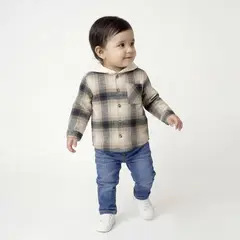 BARBIE - Camisa para Bebé niño con Cuadros de Algodón Yamp