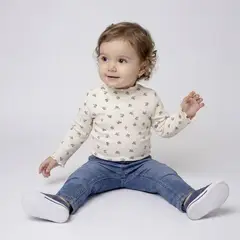 YAMP - Camiseta manga larga para Bebé niña de Algodón