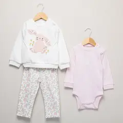 YAMP - Conjunto Saco + Legging + Body manga larga para Bebé niña en Algodón