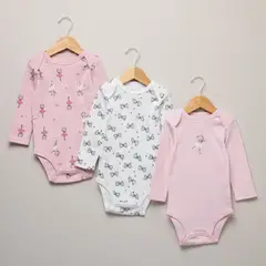 YAMP - Bodie para Bebé niña Pack de 3 unidades de Algodón