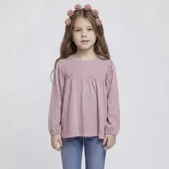 YAMP - Camiseta para Niña Con accesorio Manga larga de Algodón