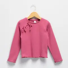 YAMP - Camiseta para Niña Con accesorio Manga larga de Algodón
