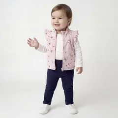YAMP - Conjunto Chaleco + Body manga larga + Jogger para Bebé niña en Algodón