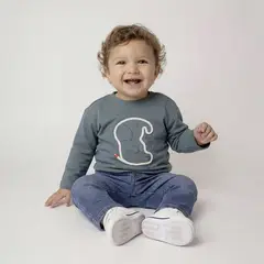 YAMP - Camiseta manga larga para Bebé niño con Estampado de Algodón