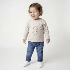 YAMP - Camiseta manga larga para Bebé niño con Estampado de Algodón