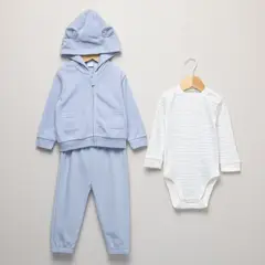 YAMP - Conjunto Hoodie + Jogger + Body manga larga para Bebé niño en Algodón