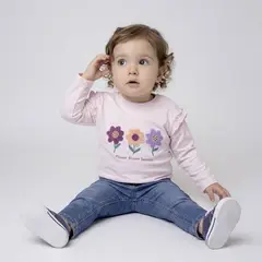 BARBIE - Camiseta manga larga para Bebé niña con Estampado de Algodón Yamp