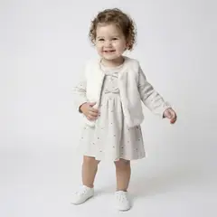 YAMP - Conjunto Vestido manga larga + Chaleco para Bebé niña en Algodón