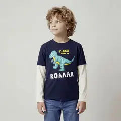 YAMP - Camiseta para Niño con Estampado Manga larga de Algodón