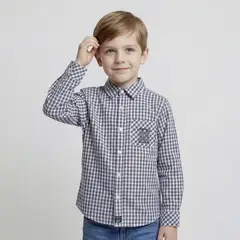 CONIGLIO - Camisa para Niño de Cuadros Manga larga de Algodón