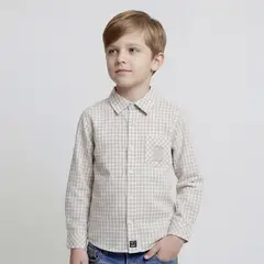 CONIGLIO - Camisa para Niño de Cuadros Manga larga de Algodón