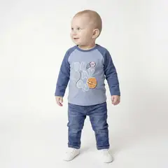 BARBIE - Camiseta manga larga para Bebé niño con Estampado de Algodón Yamp