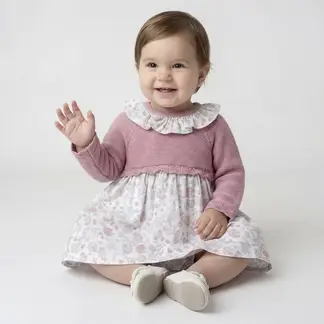 CONIGLIO - Vestido para Bebé niña Pack de 2 con Flores Corto de Algodón