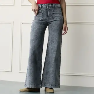 BASEMENT - Jean Wide leg Mujer Tiro medio