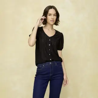 UNIVERSITY CLUB - Blusa Mujer con Ojalillo Manga corta