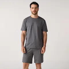NEWPORT - Pijama Hombre Corto Manga corta con Estampado de Algodón
