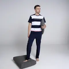 BENETTON - Pijama para Hombre Larga de Rayas de Algodón