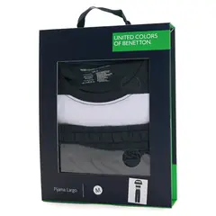 BENETTON - Pijama para Hombre Larga de Rayas de Algodón