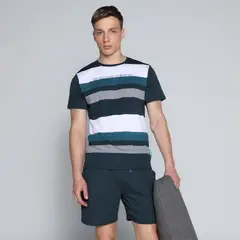 BENETTON - Pijama para Hombre Corto de Rayas de Algodón