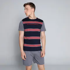 BENETTON - Pijama para Hombre Corto de Rayas de Algodón