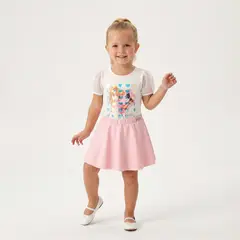 BARBIE - Falda para Niña Efecto cuero Cintura elásticada