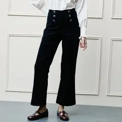 BASEMENT - Pantalón Recto Mujer Tiro medio de Algodón