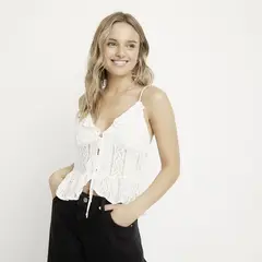 SYBILLA - Blusa Mujer con Encaje Sin mangas