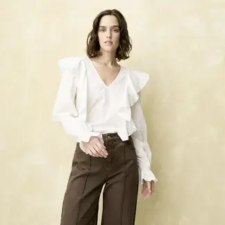 UNIVERSITY CLUB - Blusa Mujer con Boleros Manga larga de Algodón