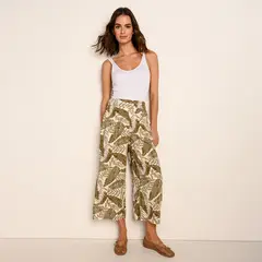 UNIVERSITY CLUB - Pantalón Culotte Mujer Tiro alto con Estampado