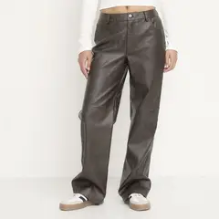 SYBILLA - Pantalón Mujer Tiro medio Efecto cuero