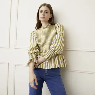 BASEMENT - Blusa Mujer Textura Manga Larga de Algodón