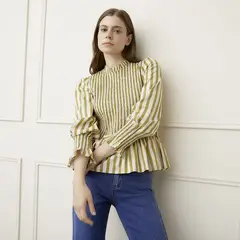 BASEMENT - Blusa Mujer Textura Manga Larga de Algodón