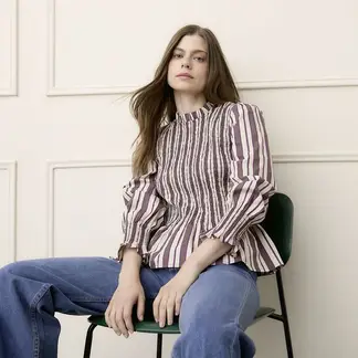 BASEMENT - Blusa Mujer Textura Manga Larga de Algodón