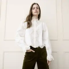BASEMENT - Blusa Mujer Bordado Manga larga de Algodón