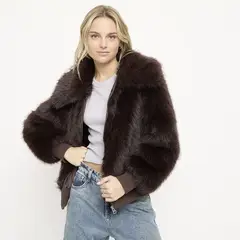 SYBILLA - Chaqueta Mujer Efecto pelo