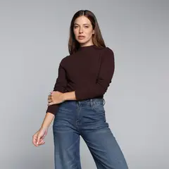 BASEMENT - Blusa Mujer Manga Larga De Algodón