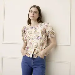 BASEMENT - Blusa Mujer Manga Corta de Algodón