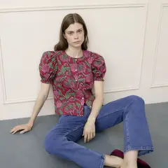 BASEMENT - Blusa Mujer Manga Corta de Algodón