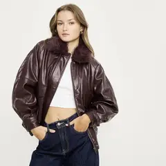 SYBILLA - Chaqueta Efecto cuero Mujer