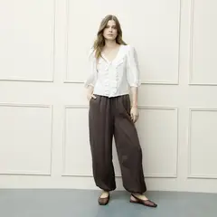 BASEMENT - Pantalón Balloon Mujer Tiro medio