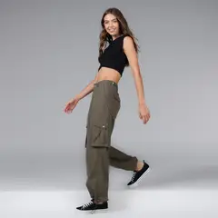 SYBILLA - Pantalón Cargo Mujer Tiro medio