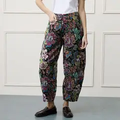 BASEMENT - Pantalón Balloon Mujer con Estampado de Algodón