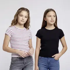 ELV - Camiseta para Niña Pack de 2 unidades Manga corta de Algodón