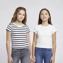ELV - Camiseta para Niña Pack de 2 unidades Manga corta de Algodón