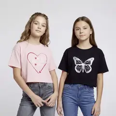 ELV - Camiseta para Niña Pack de 2 unidades Estampado Manga corta de Algodón