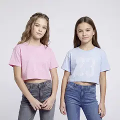 ELV - Camiseta para Niña Pack de 2 unidades Estampado Manga corta de Algodón