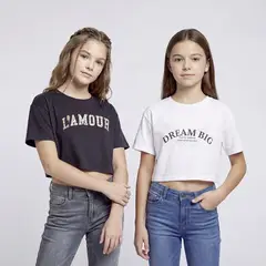 ELV - Camiseta para Niña Pack de 2 unidades Estampado Manga corta de Algodón