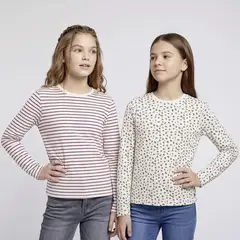 ELV - Camiseta para Niña Pack de 2 unidades con Estampado Manga larga